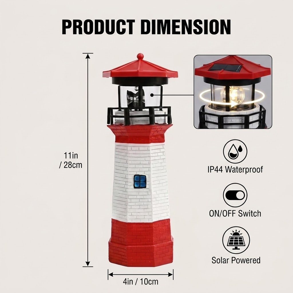 Solar Red & White Lighthouse S - đánh giá và giá Resin Art All