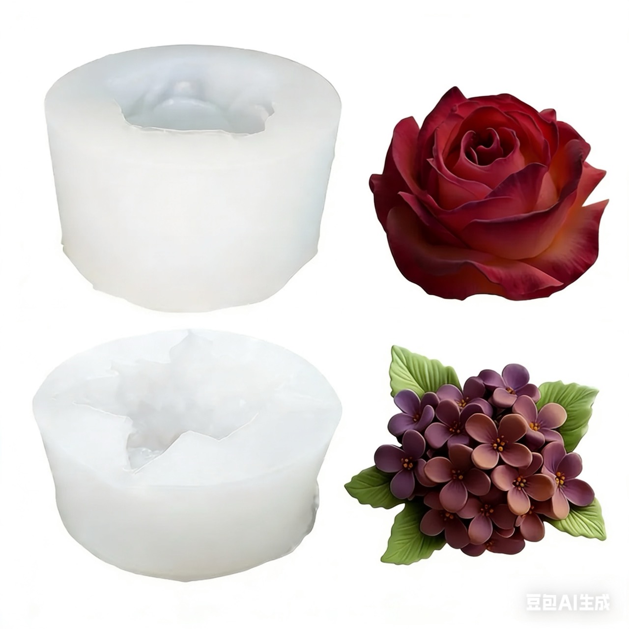 2-Piece 3D Rose and Lilac Sili - đánh giá và giá Resin Art All